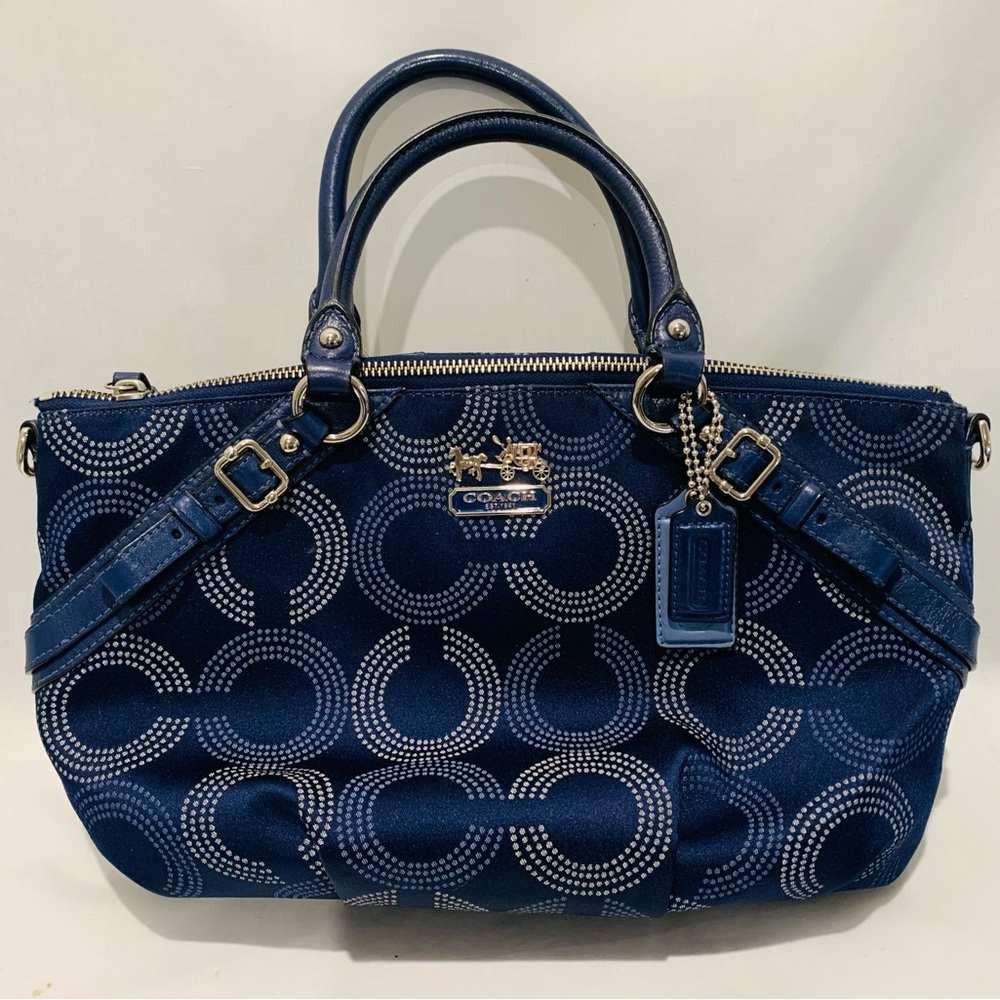 Coach Madison Blue Satin Handbag 15935 Missing Long Strap